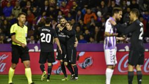 Real Madrid feierte einen Sieg gegen Real Valladolid – für fast noch mehr Aufsehen sorgte aber eine andere Szene abseits des Platzes. Foto: AP