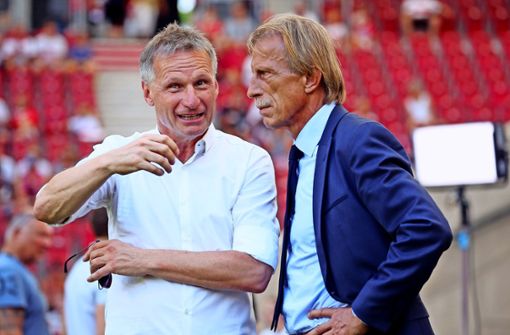 Alte Bekannte: VfB-Manager Michael Reschke, Ex-Trainer Christoph Daum Foto: Baumann