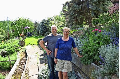 In ihrem Garten in Stuttgart-Sillenbuch finden Meike und Heinz Treiber Entspannung. Foto: Julia Bosch
