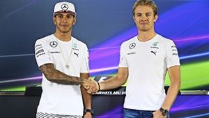 Das Duell um den WM-Titel: Lewis Hamilton (li.) gegen Nico Rosberg Foto: Getty