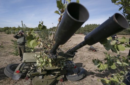 Ein Soldat der ukrainischen Streitkräfte schaut während einer Trainingseinheit durch ein Fernglas (Symbolbild). Foto: dpa