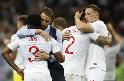 Trauer bei den englischen Spielern nach der Niederlage gegen Kroatien bei der WM 2018. Foto: AP