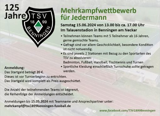 Mehrkampfwettbewerb Foto: TSV 1899 Benningen