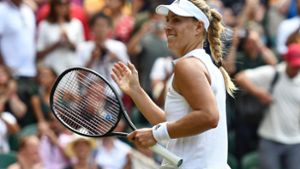 Angelique Kerber freut sich über den deutlichen Drittrunden-Sieg in Wimbledon. Foto: AFP
