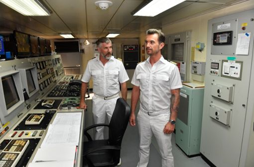 Florian Silbereisen (rechts) und Daniel Morgenroth auf dem ZDF-„Traumschiff“ Foto: ZDF//Dirk Bartling