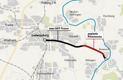 Rund 2,2 Kilometer ist die Strecke lang, auf der eine neue Busspur zwischen Ludwigsburg und Remseck gebaut werden könnte. Foto: StZ