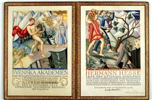 Wie Literatur wahrgenommen wird, hängt auch von den großen Literaturpreisen ab, die im 20. und 21. Jahrhundert geschaffen wurden. Hier die Nobelpreisurkunde für  Hermann Hesse von 1946. Foto: DLA/Marbach