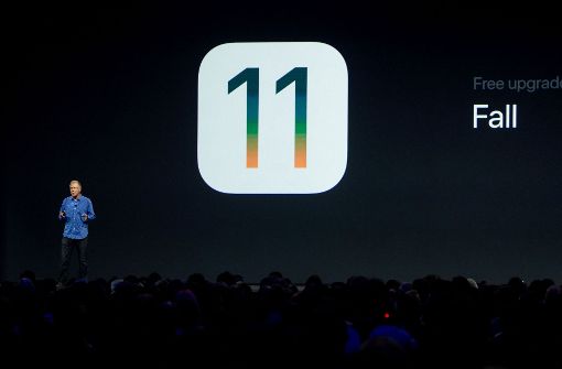 Greg Joswiak, Vize-Präsident des iOS Produktmangement, bei der Vorstellung von iOS 11 in San Jose. Foto: AFP