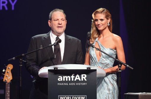 Zusammen mit Filmmogul Harvey Weinstein versteigerte Heidi Klum auf der Amfar-Gala in Cannes moderne Kunst. Foto: Getty Images Europe