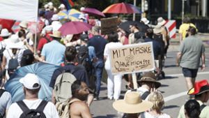 Am 8.8.2020 hat die Initiative „Querdenken-711“ im Unteren Schlossgarten eine Kundgebung abgehalten. Foto: Lichtgut/Julian Rettig