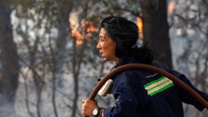 Eine Feuerwehrfrau bekämpft einen Waldbrand in Griechenland. Foto: dpa/Marios Lolos