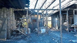 Nach dem Brand müssen die Überreste des Hüttles in Pleidelsheim von der Gemeinde  abgerissen werden. Ein Neubau ist geplant. Foto: Werner Kuhnle