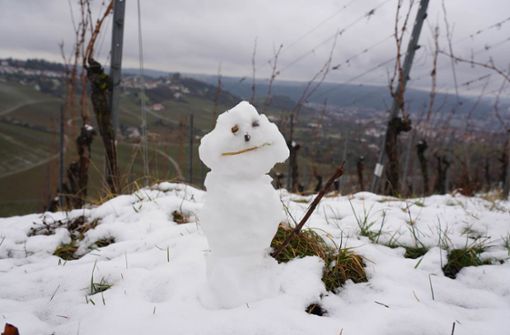 Für einen kleinen Schneemann hat es gereicht – Schnee auf dem Rotenberg. Foto: Andreas Rosar Fotoagentur-Stuttg
