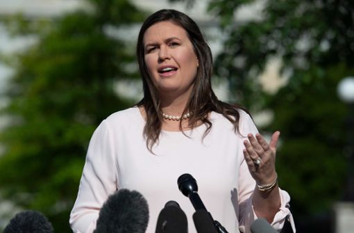 Sarah Sanders am 23. Mai 2019 als Sprecherin  des Weißen Hauses vor dem West Wing Foto: AFP