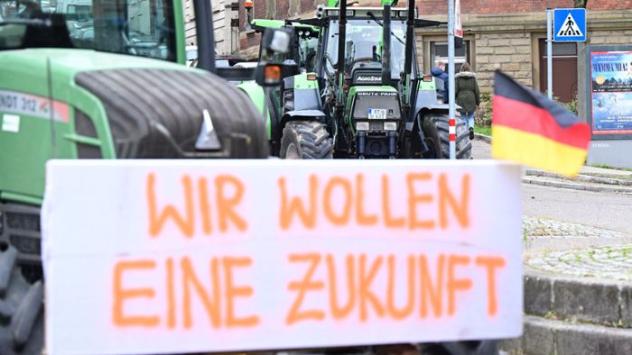 Bauernprotest  im Kreis Esslingen: Landwirte demonstrieren am  Hafen