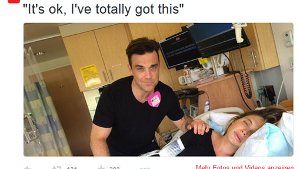 Ayda Field und Robbie Williams lassen die Twittergemeinde an der Geburt ihres zweiten Kindes teilhaben - und das ziemlich detailiert. Foto: twitter.com/robbiewilliams