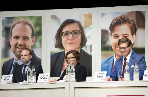 Martin Funk (v. l.), Martina Fehrlen und André Trippe wollen Bürgermeister in Altbach werden. Foto: Horst Rudel