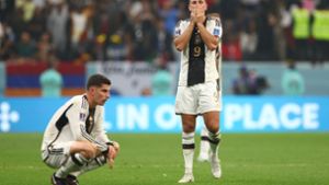 Fassungslosigkeit bei den deutschen Spielern nach dem WM-Aus Foto: dpa/Christian Charisius