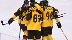 Das deutsche Eishockey-Team steht erstmals seit 16 Jahren im Olympia-Viertelfinale. Foto: AFP