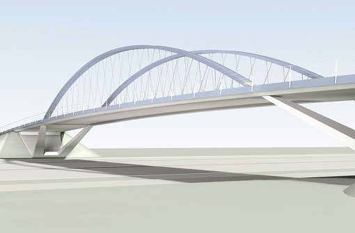 Die Stadtbahnbrücke soll vor Ort gebaut  und in einer einzigen Nacht zwischen die Widerlager geschoben werden. Foto: Schlaich, Bergermann und Partner