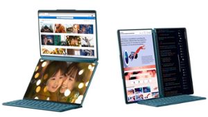 Das Yoga 9i von Lenovo hat zwei Bildschirme und eine Bluetooth-Tastatur. Foto: Lenovo