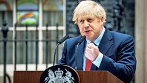 Boris Johnson bei seinem Statement in Downing Street Foto: AFP/Pippa Fowles