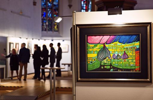 Die Bilder von Friedensreich Hundertwasser kommen im Ausstellungsort Kreuzkirche besonders gut zur Geltung. Foto: Ines Rudel