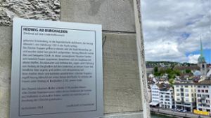 Geschichtliche Hinweistafel auf dem Lindenhof in Zürich Foto: jse