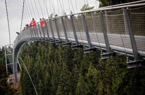 Die neue Hängebrücke in Bad Wildbad verbindet den Sommerberg mit dem Baumwipfelpfad und bietet Ausblicke über den Schwarzwald. Weitere Ausflugziele im Land zeigt unsere Fotostrecke. Foto: dpa