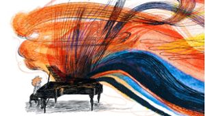 Der kleine Ludwig spielt – und im Comic „Goldjunge“ steigen dabei die Farbwolken aus dem Klavier. Foto: Avant-Verlag/Mikaël Ross