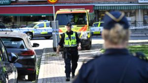 Junge Mutter erschossen: Polizeieinsatz am Ort des Verbrechens  in Malmö Foto: AFP