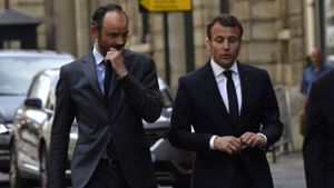 Frankreichs Premierminister Édouard Philippe (links) und Präsident Emmanuel Macron. Foto: imago/E-PRESS PHOTO.com/E-PRESS PHOTO.COM