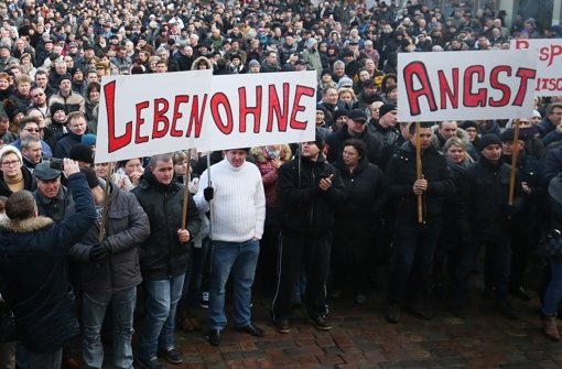 Sogar in Baden-Württemberg sorgte die angebliche Vergewaltigung in Berlin für Proteste: Hunderte  Russlanddeutsche demonstrierten am 24. Januar in Villingen-Schwenningen gegen Gewalt und für mehr Sicherheit in Deutschland. Foto: dpa