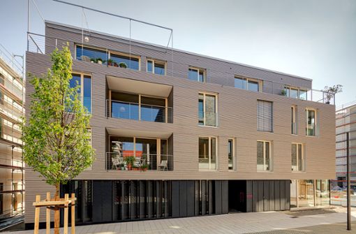 Das Wohnhaus der Baugruppe Max Acht auf dem Olga-Areal in Stuttgart gilt als Paradebeispiel für nachhaltiges Bauen. Foto: Architekturagentur/Juergen Pollak