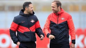 Neues Trainerduo in Russland: Chef Domenico Tedesco (li.) und sein Assistent Andreas Hinkel Foto: Spartak Moskau