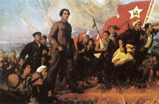 Revolutionsikone: So sieht Chinas Propagandakunst den Langen Marsch. Im Mittelpunkt steht immer der junge Mao Tse-tung. Foto: mauritius images/Alamy/ Pictures Now