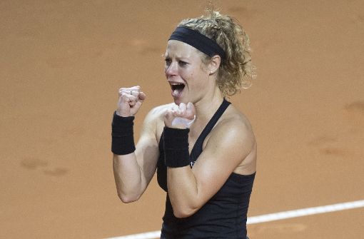Emotionen pur: Laura Siegemund ist die Siegerin des Porsche Tennis Grand Prix in Stuttgart. Foto: AFP