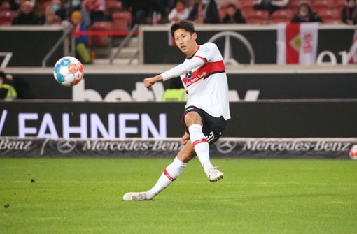 Wie aus dem Lehrbuch: VfB-Verteidiger Hiroki Ito erzielt gegen Mainz sein erstes Bundesliga-Tor. Foto: Baumann/Alexander Keppler
