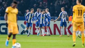 Der kommende Gegner des VfB Stuttgart, Dynamo Dresden, muss sich im Pokal geschlagen geben Foto: dpa/Andreas Gora
