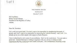 Der Brief von Trump an Erdogan. Foto: AFP