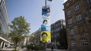 Wahlplakate in Stuttgart. Klicken Sie sich hier durch unsere Bildergalerie, um zu sehen, welche womöglich am besten ankommen! Foto: Leif Piechowski