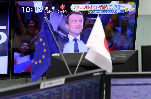 Die Aktienmärkte in Asien haben als erste nach dem  Wahlsieg Macrons geöffnet und positiv auf die Nachrichten aus Frankreich reagiert. Foto: AFP