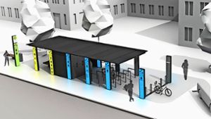 So könnte einer der künftigen Mobilitätspunkte in Leinfelden-Echterdingen aussehen. Foto: fp design
