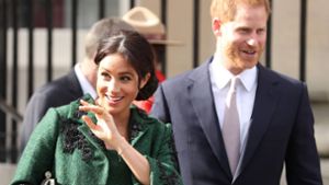 Herzogin Meghan und Prinz Harry auf dem Weg zum Kanadahaus in London. Foto: Getty Images Europe