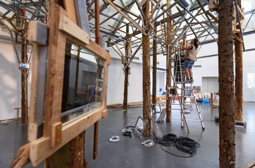 Die aufwendige Installation von Simone Fezer füllt große Teile der Q-Galerie. Foto: Frank Eppler