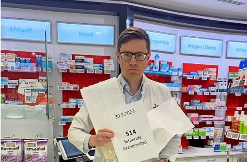 Der Holzgerlinger Apotheker Björn Schittenhelm schlägt Alarm: Mehr als 500 Medikamente fehlen. Damit sei die Lage noch schlechter als im vergangenen Jahr. Foto: privat