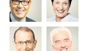 Von  oben links: Siegfried Lorek (CDU), Katrin Altpeter  (SPD), Willi Halder (Grüne) und Ulrich Goll (FDP). Foto: Frank Luger, privat (3)