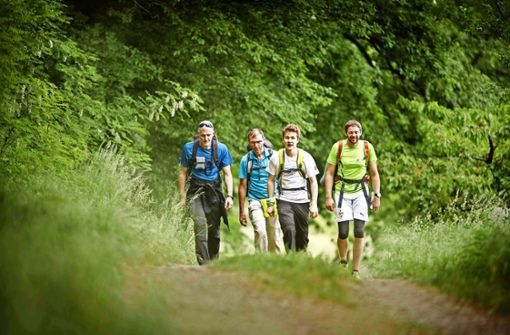 Die größte Strecke ist geschafft:  Teilnehmer der 24-Stunden-Wanderung  nahe  des Kleinheppacher Kopfes bei Korb. Foto: Gottfried Stoppel