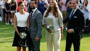 Am Victoria-Tag feierten auch Prinzessin Sofia, Prinz Carl Philip, Prinzessin Madeleine und Chris ONeill (von links). Foto: Getty Images Europe