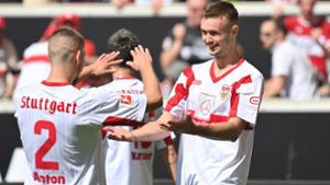 Sasa Kalajdzic und der VfB Stuttgart bleiben in der Bundesliga. Foto: IMAGO/Sven Simon/IMAGO/Frank Hoermann / SVEN SIMON